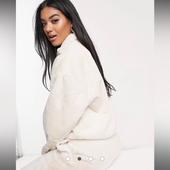 PUMA -  Faux Fur Half Zip Jumper Beige from ASOS - Picture 5 of 10